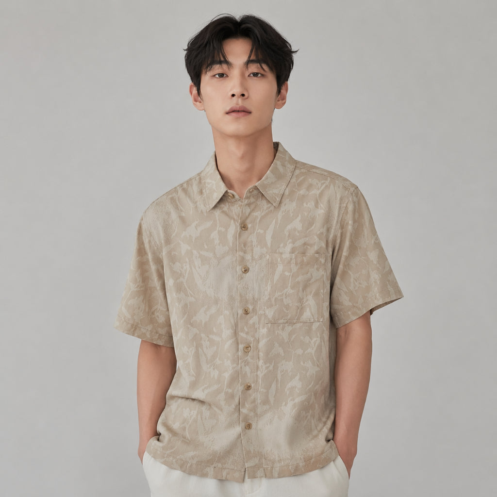 COLEGACY Men Abstract Textured Short Sleeve Shirt
