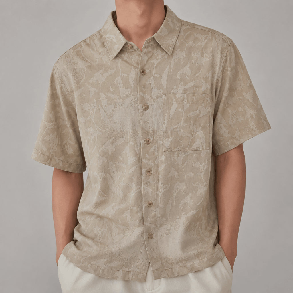 COLEGACY Men Abstract Textured Short Sleeve Shirt
