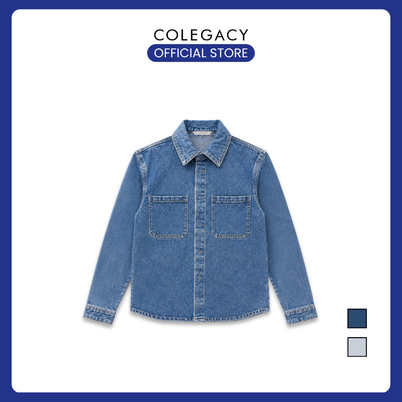 COLEGACY Men Long Sleeve Pocket Denim Jacket