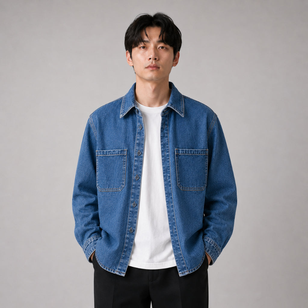 COLEGACY Men Long Sleeve Pocket Denim Jacket