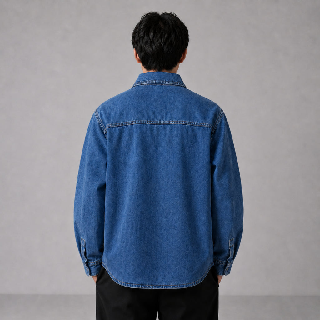 COLEGACY Men Long Sleeve Pocket Denim Jacket