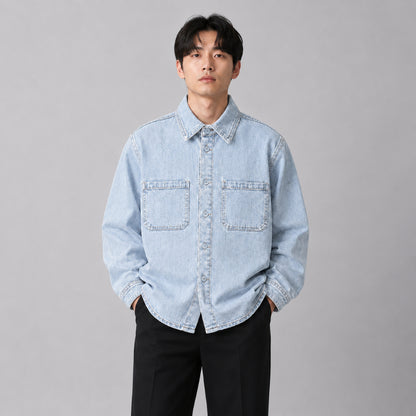 COLEGACY Men Long Sleeve Pocket Denim Jacket