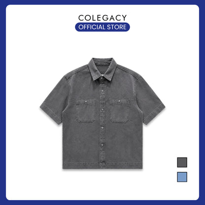 COLEGACY Men Denim Short Sleeve Shirt
