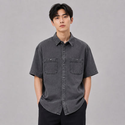 COLEGACY Men Denim Short Sleeve Shirt
