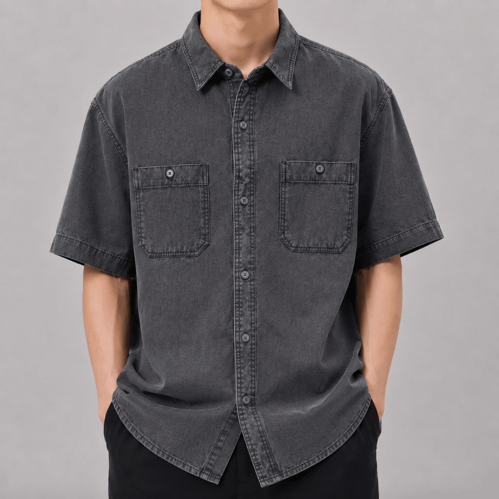 COLEGACY Men Denim Short Sleeve Shirt