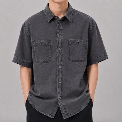 COLEGACY Men Denim Short Sleeve Shirt