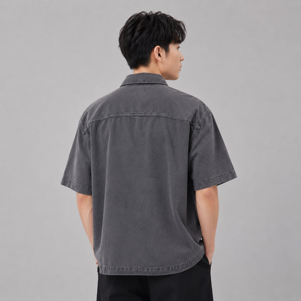 COLEGACY Men Denim Short Sleeve Shirt