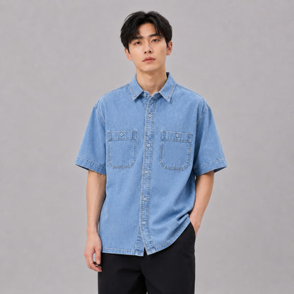 COLEGACY Men Denim Short Sleeve Shirt