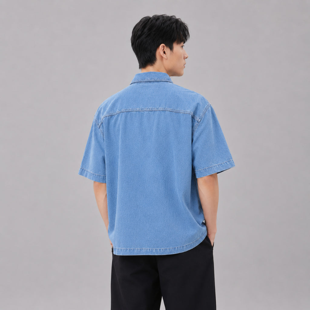 COLEGACY Men Denim Short Sleeve Shirt