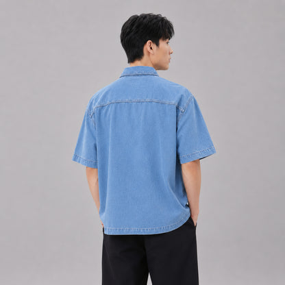 COLEGACY Men Denim Short Sleeve Shirt