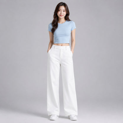 COLEGACY Women High Waist Wide Leg Denim Pants