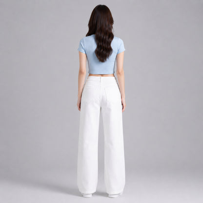 COLEGACY Women High Waist Wide Leg Denim Pants