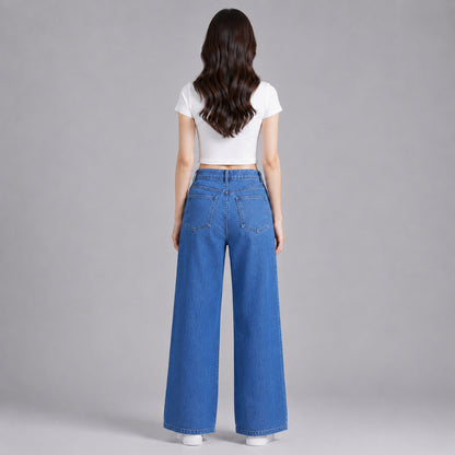 COLEGACY Women High Waist Wide Leg Denim Pants