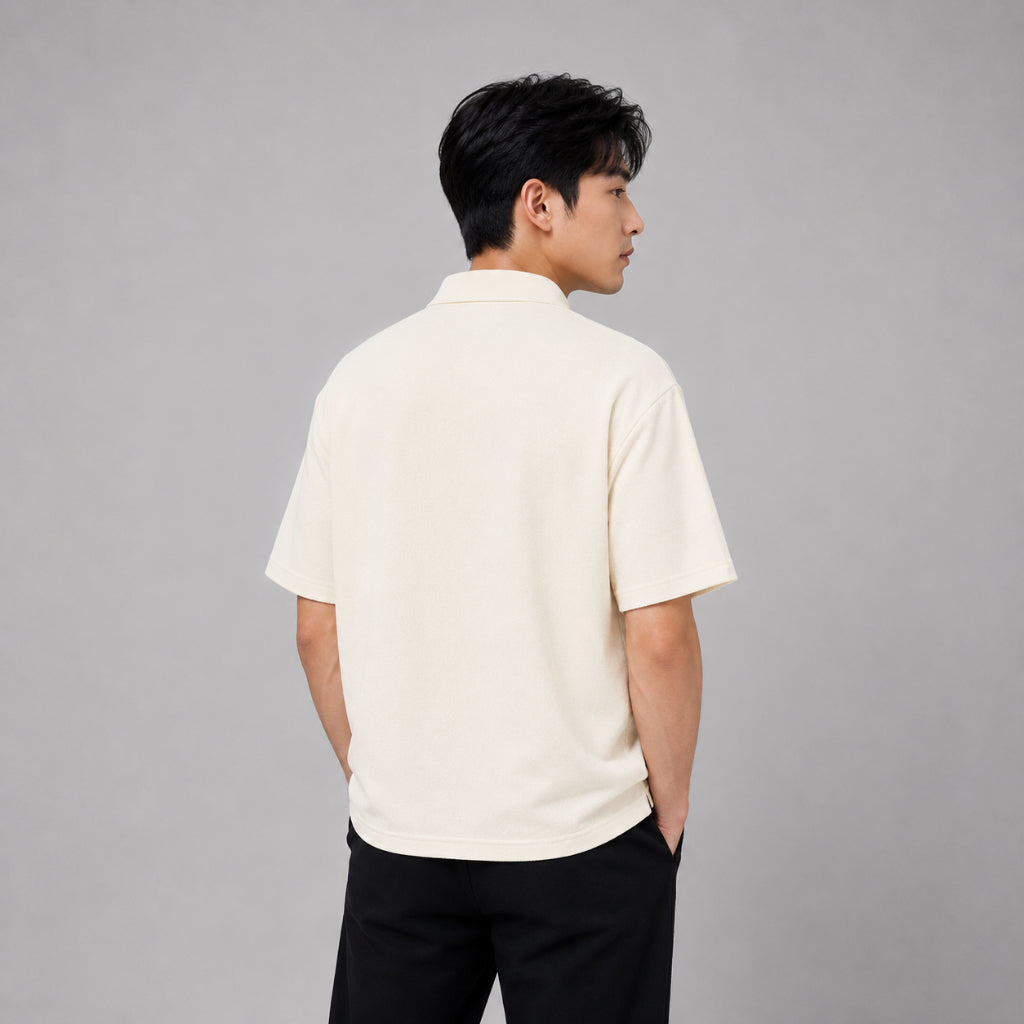 COLEGACY Men Textured Oversized Polo Shirt