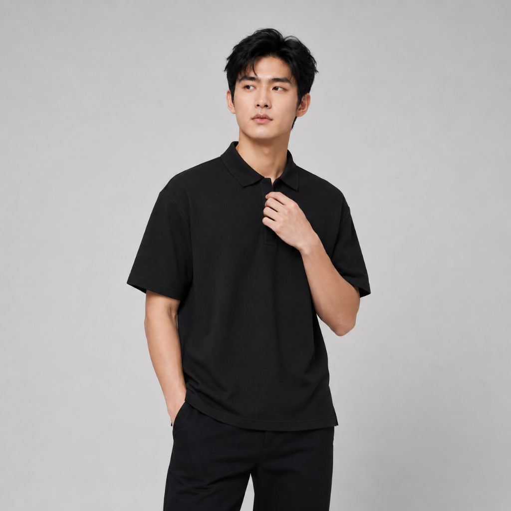 COLEGACY Men Textured Oversized Polo Shirt