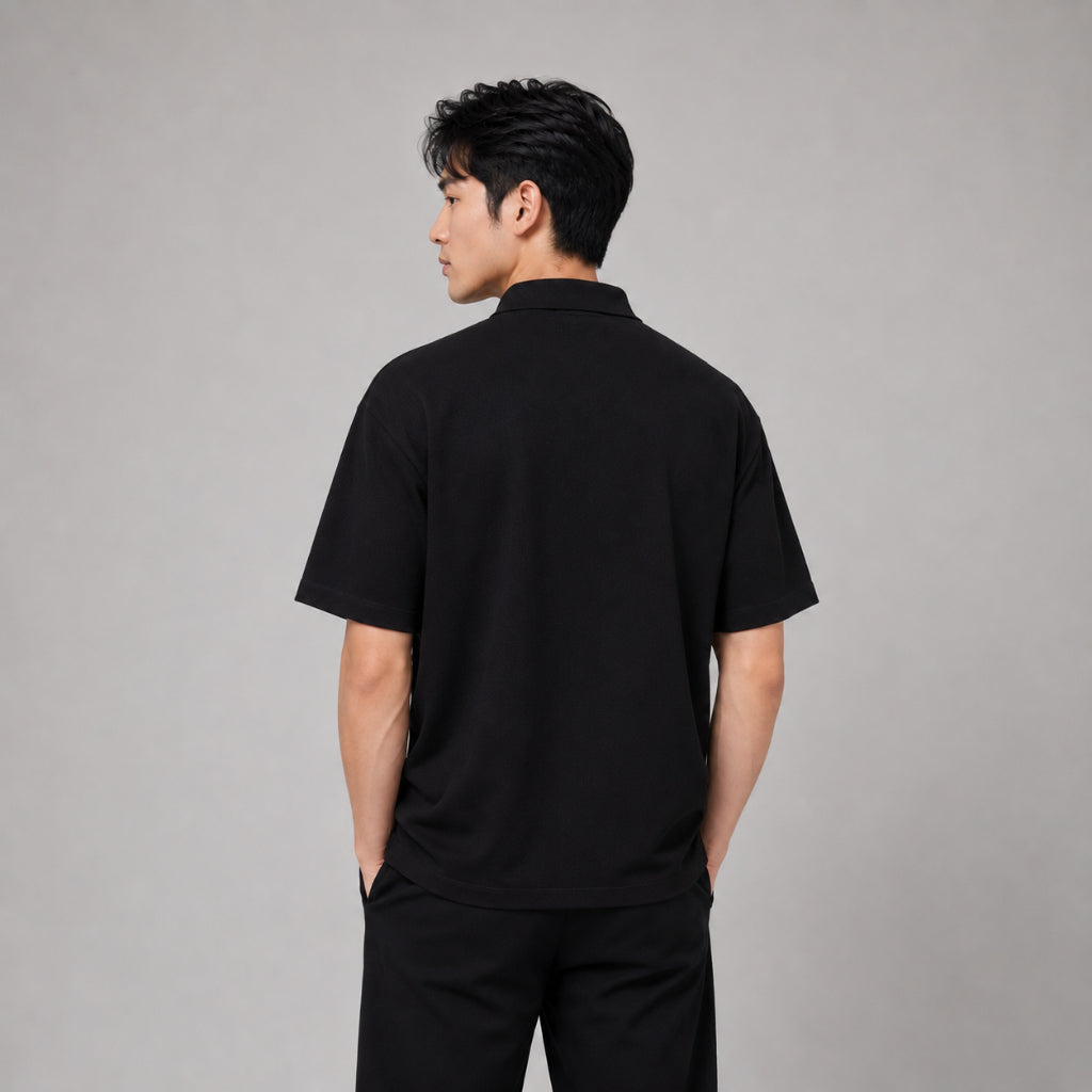 COLEGACY Men Textured Oversized Polo Shirt