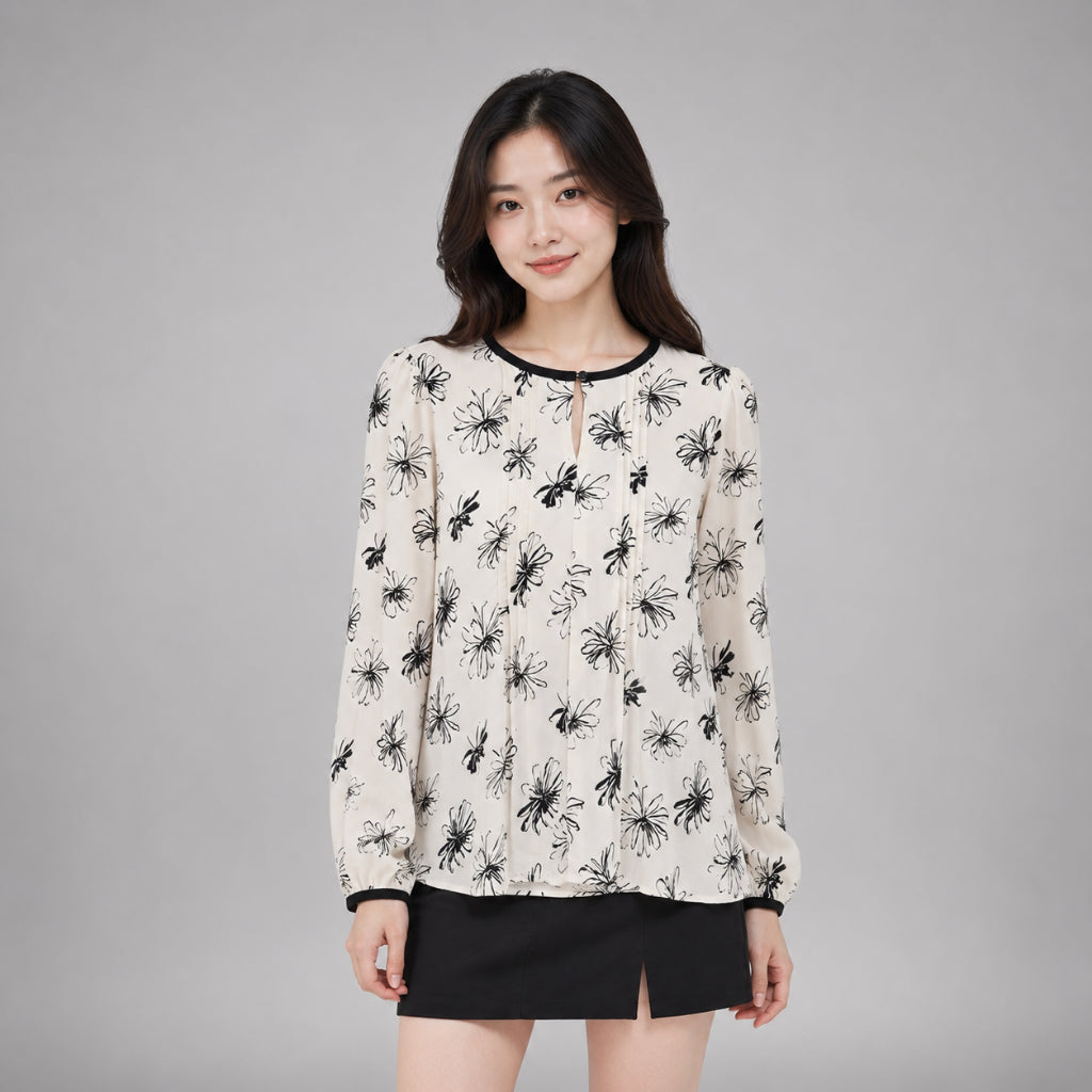 COLEGACY Women Floral Print Long Sleeve Blouse