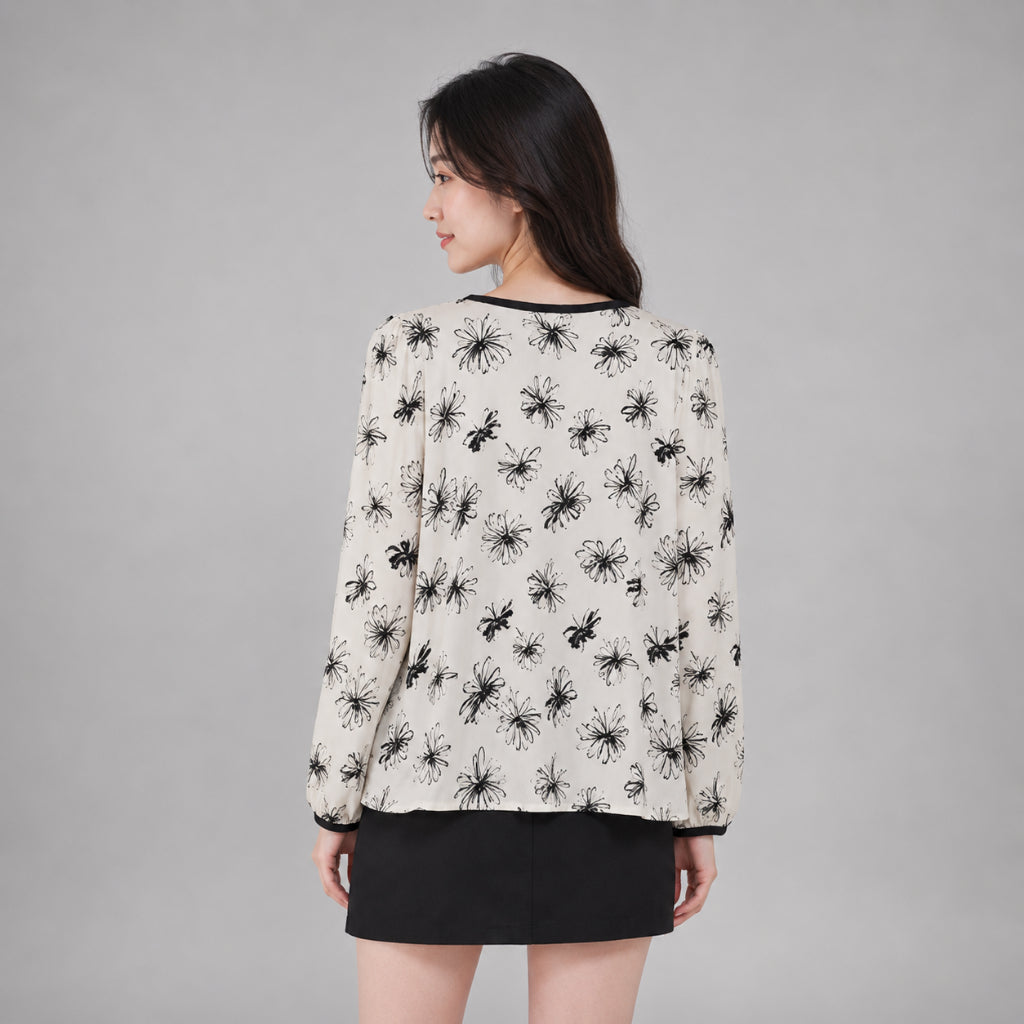 COLEGACY Women Floral Print Long Sleeve Blouse