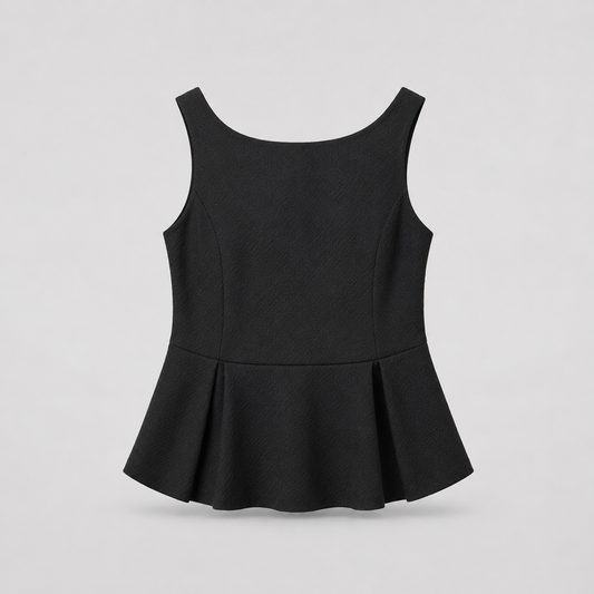 COLEGACY Women Textured Peplum Sleeveless Top