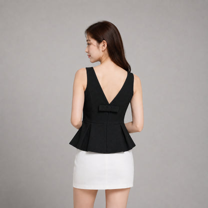 COLEGACY Women Textured Peplum Sleeveless Top