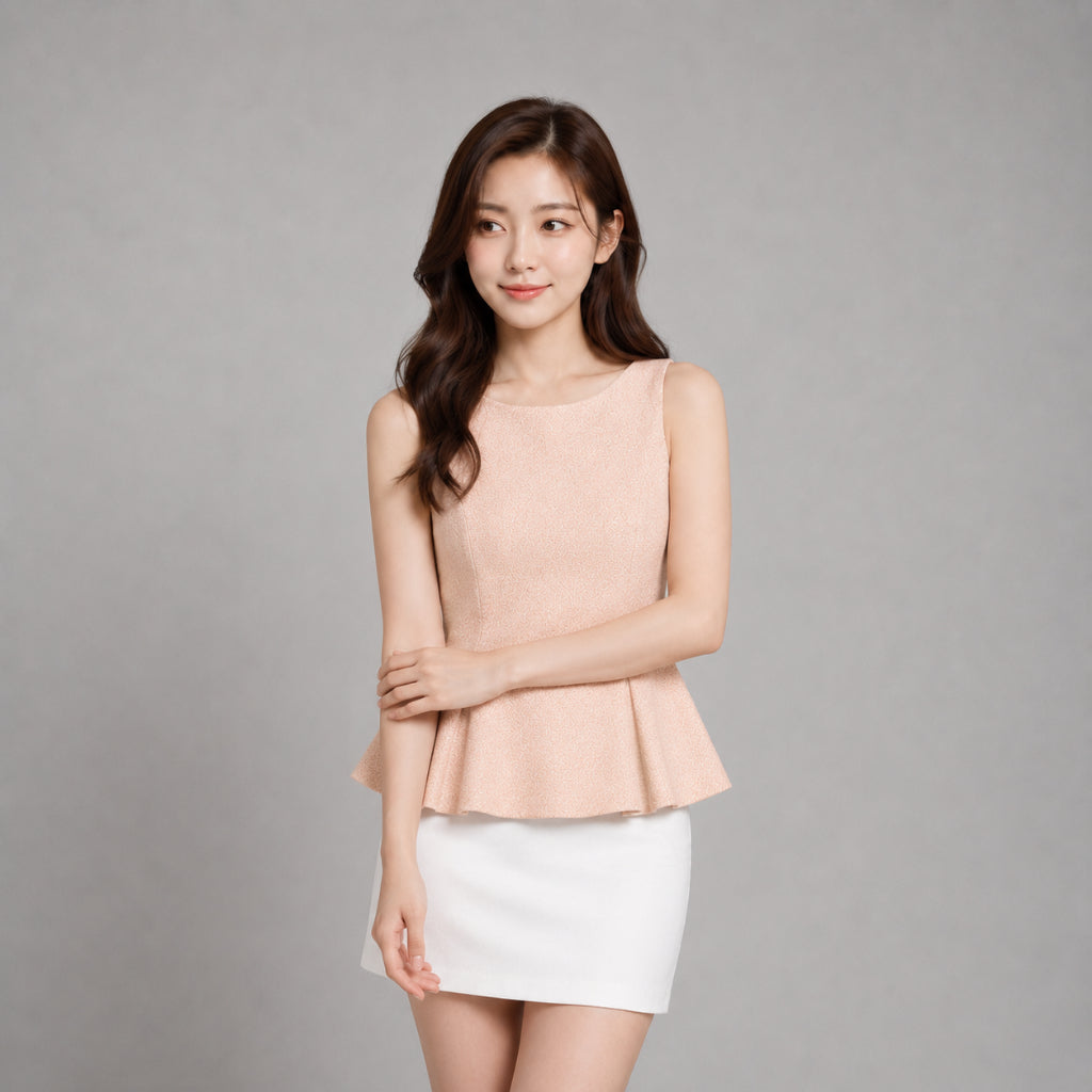 COLEGACY Women Textured Peplum Sleeveless Top
