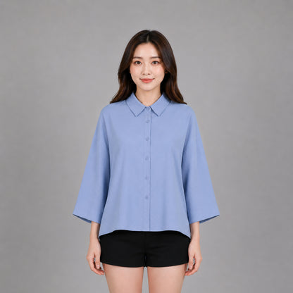 COLEGACY Women Long Sleeve Button Blouse