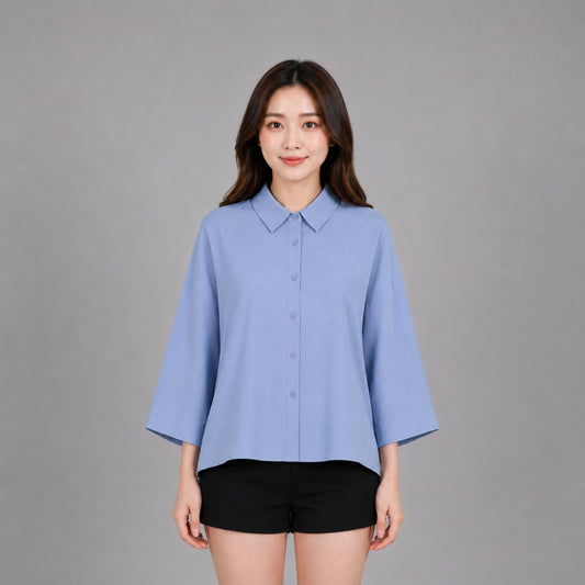 COLEGACY Women Long Sleeve Button Blouse