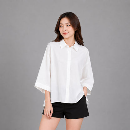 COLEGACY Women Long Sleeve Button Blouse