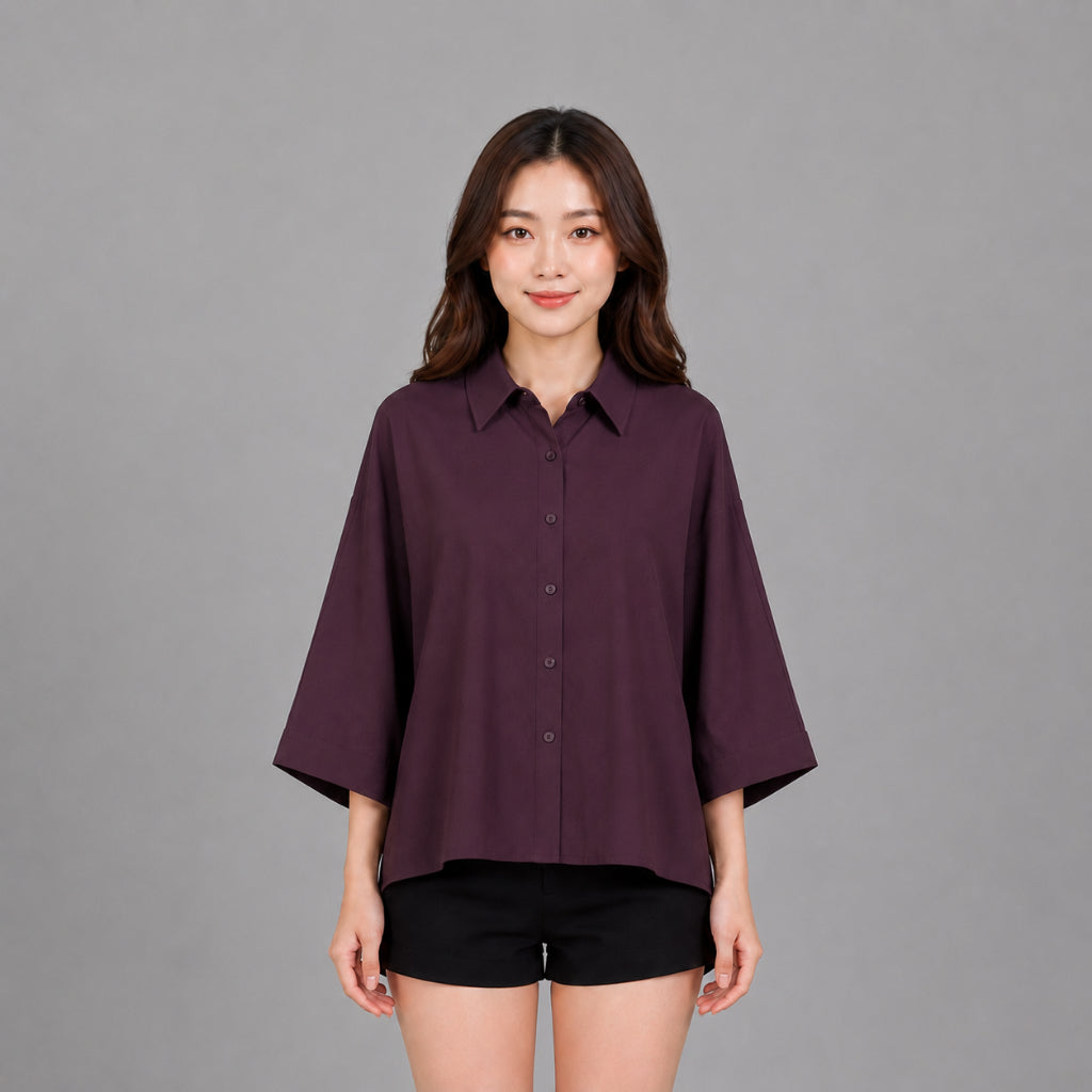 COLEGACY Women Long Sleeve Button Blouse