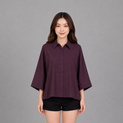COLEGACY Women Long Sleeve Button Blouse