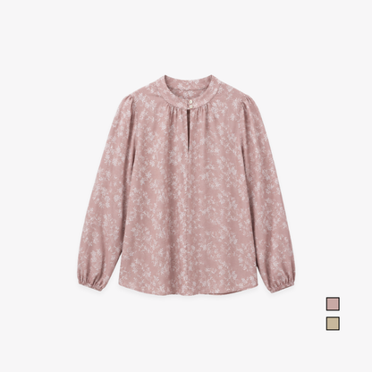 COLEGACY Women Floral Print Stand Collar Blouse
