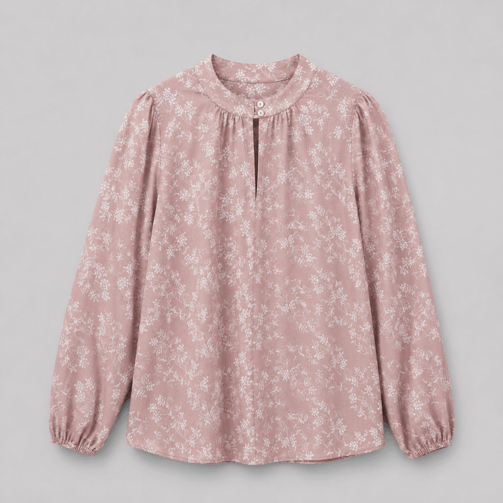 COLEGACY Women Floral Print Stand Collar Blouse