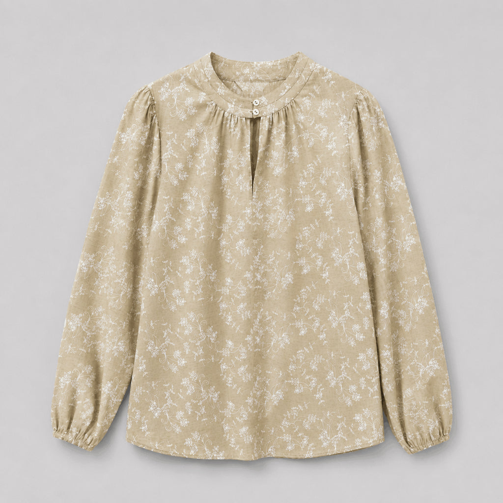 COLEGACY Women Floral Print Stand Collar Blouse