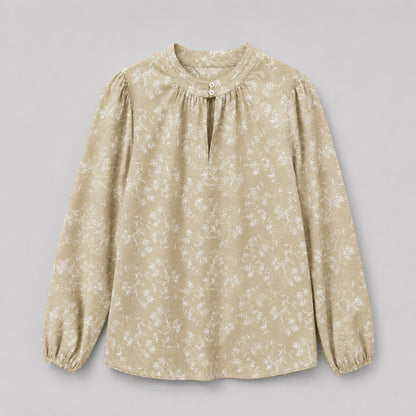 COLEGACY Women Floral Print Stand Collar Blouse