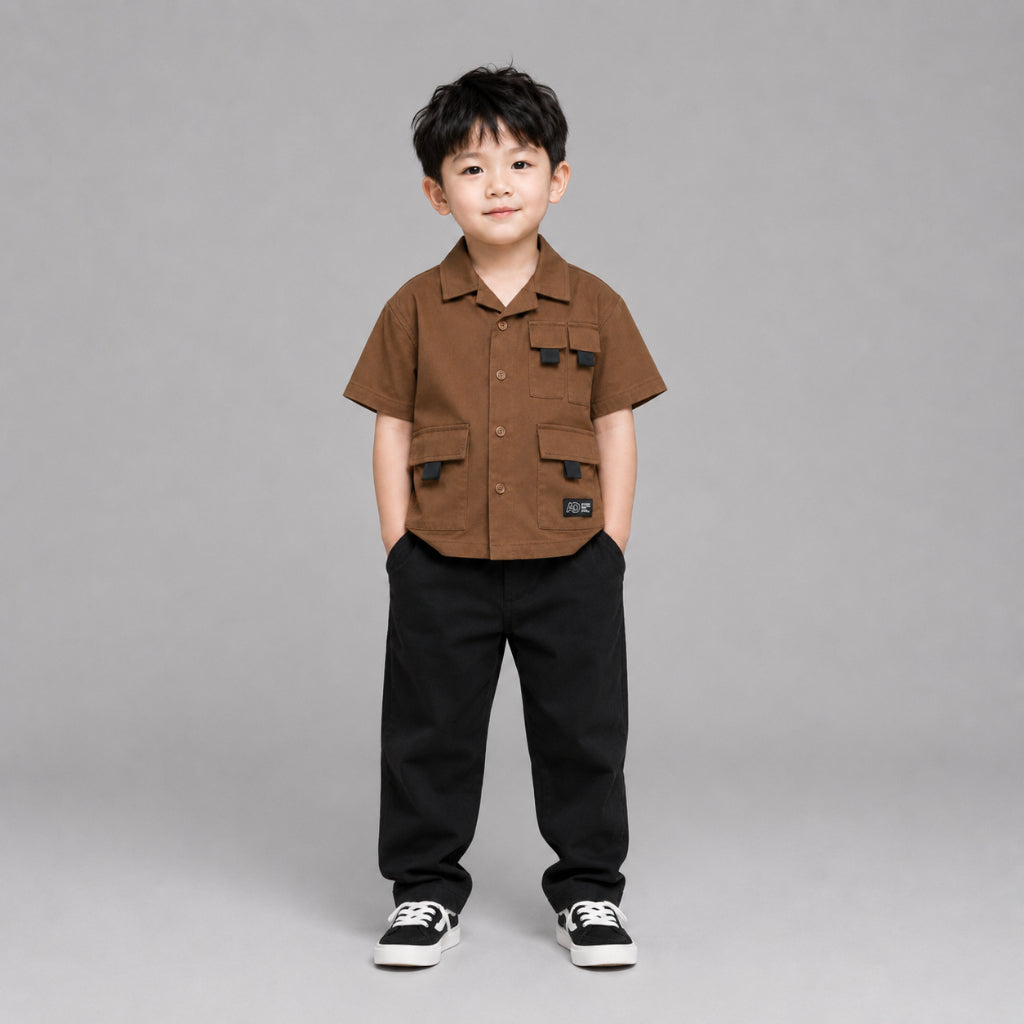 AD Kids Boys Utility Pocket Short Sleeve Shirt