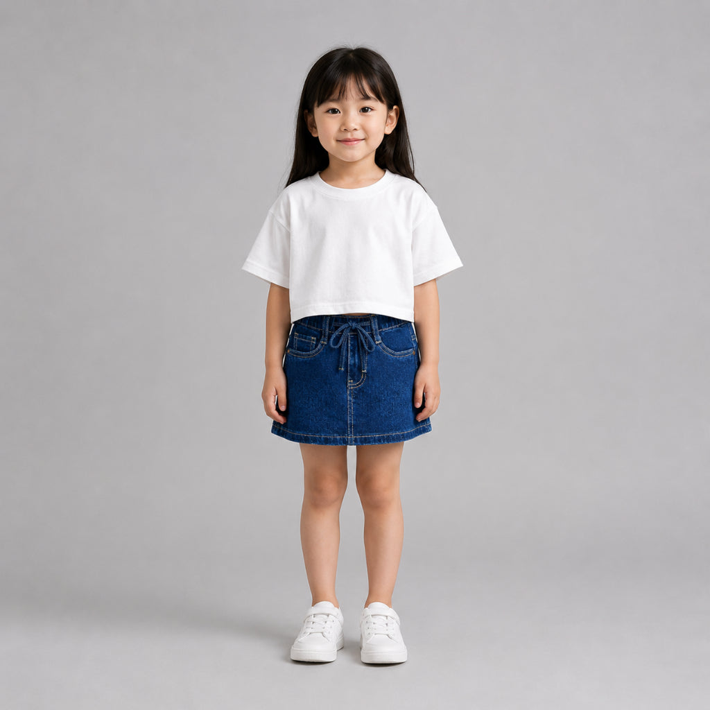 AD Kids Drawstring Denim Mini Skirt