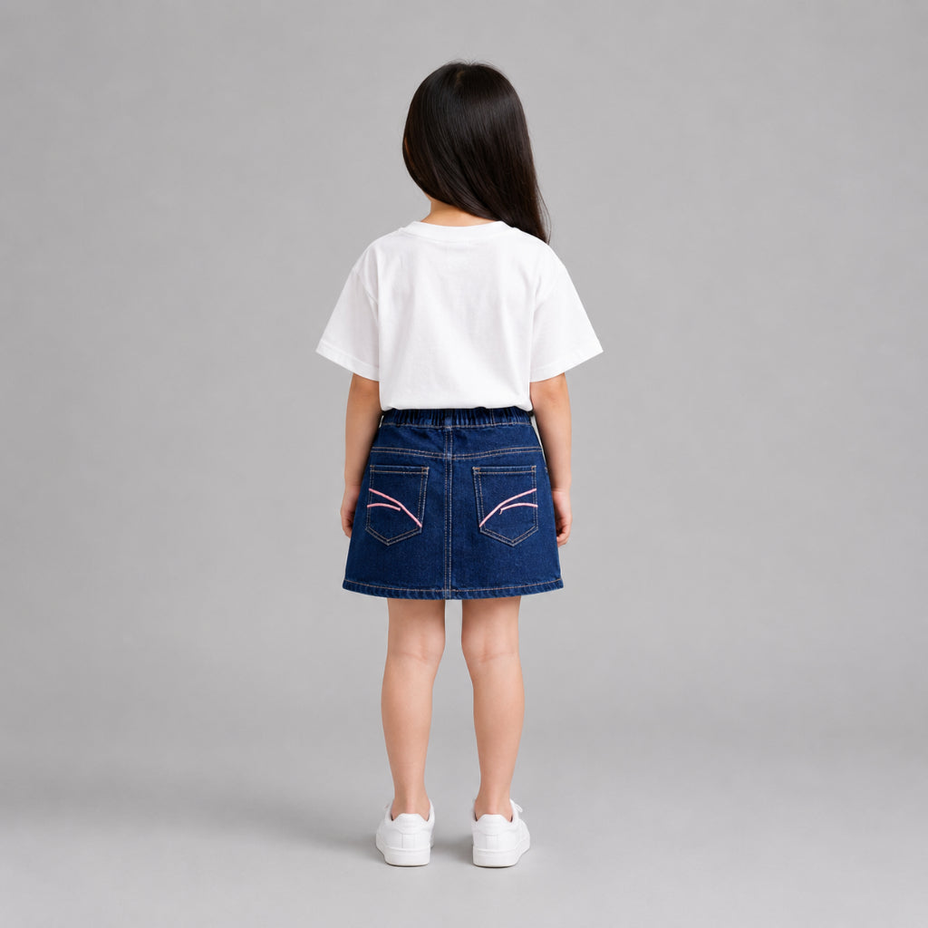 AD Kids Drawstring Denim Mini Skirt
