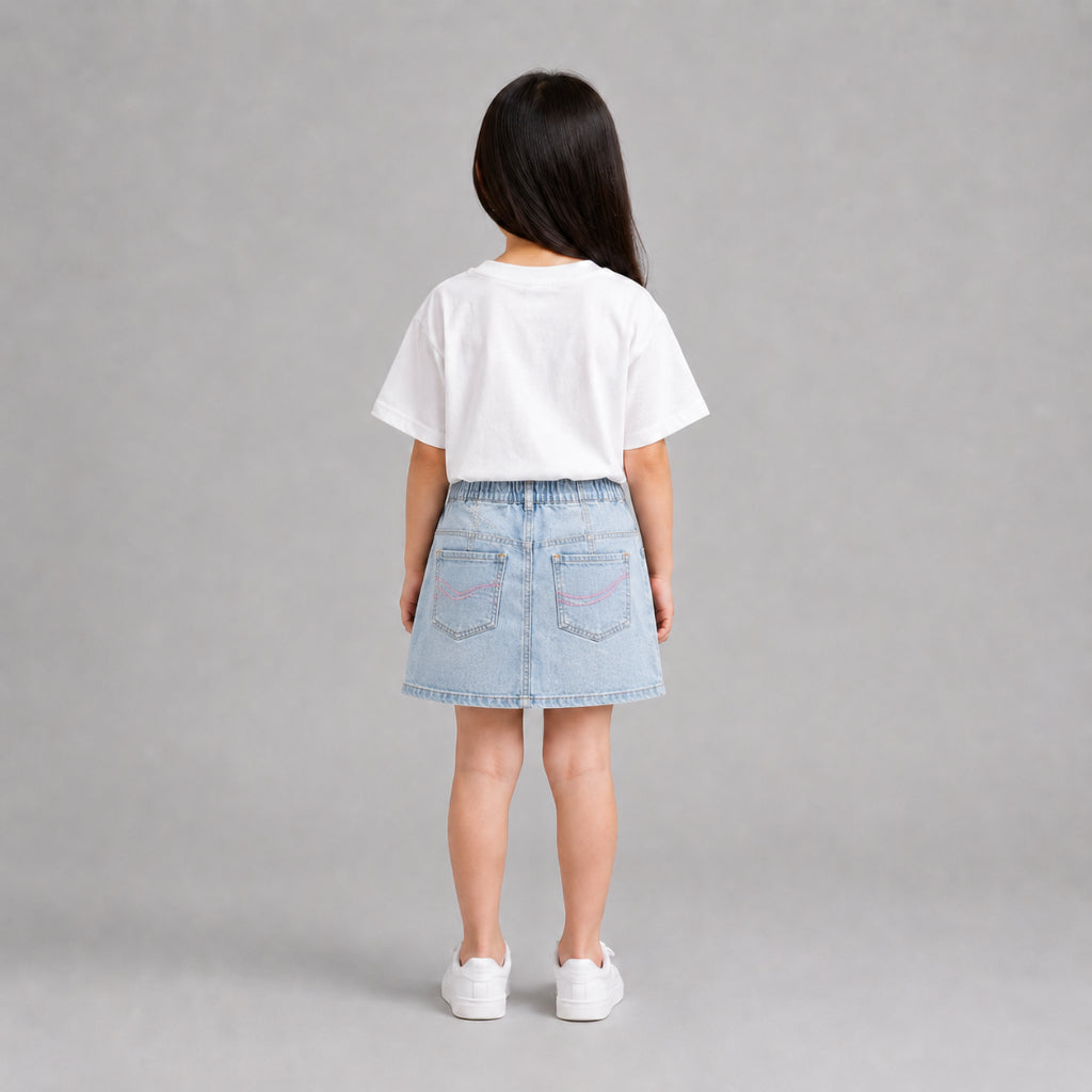 AD Kids Drawstring Denim Mini Skirt