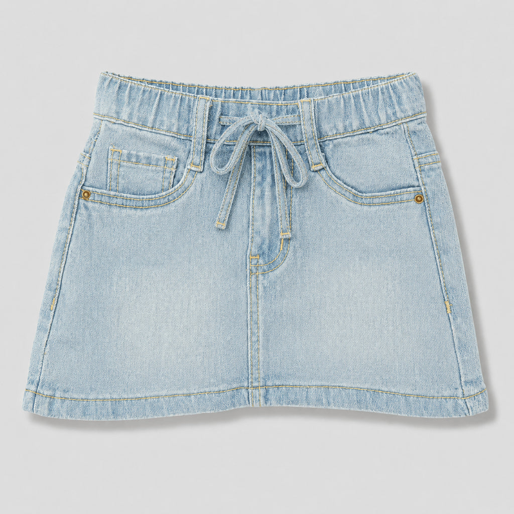 AD Kids Drawstring Denim Mini Skirt