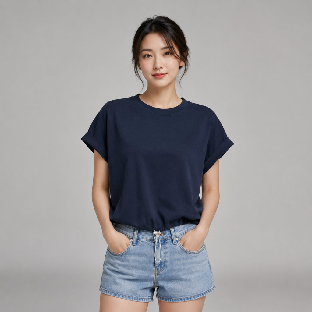YFS Women Drawstring Hem Crop Top