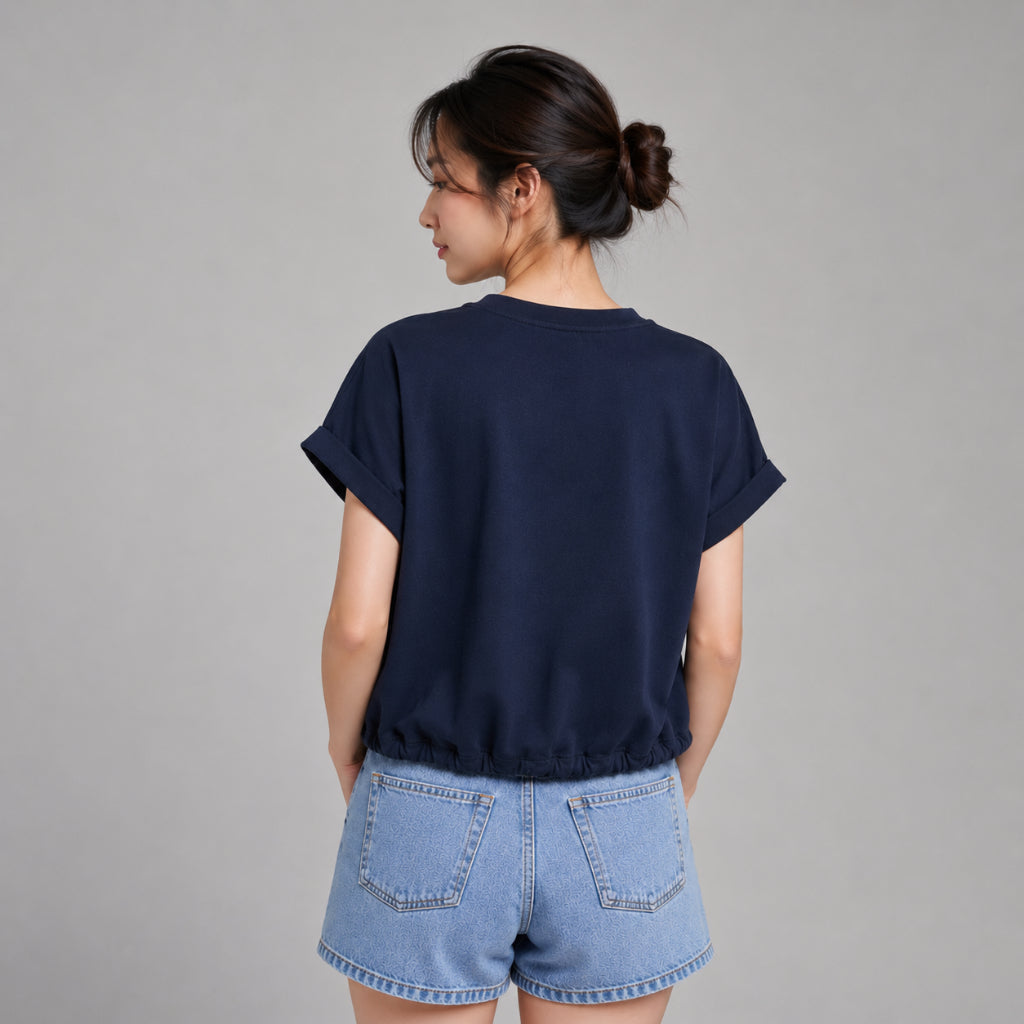 YFS Women Drawstring Hem Crop Top