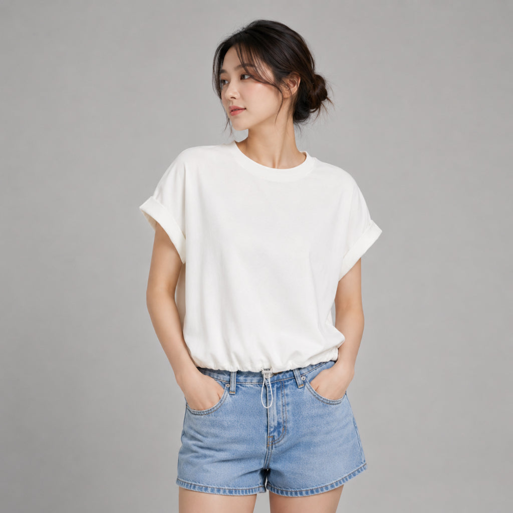 YFS Women Drawstring Hem Crop Top