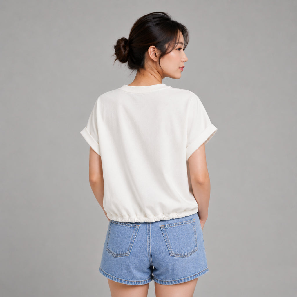 YFS Women Drawstring Hem Crop Top