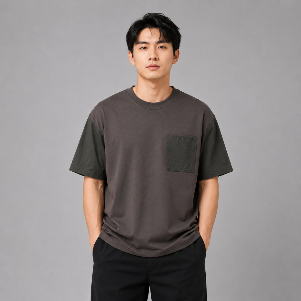 AD Men Contrast Sleeve Pocket Tee