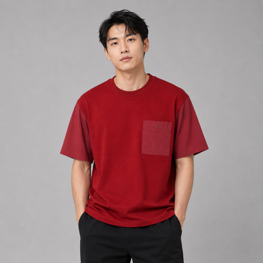 AD Men Contrast Sleeve Pocket Tee