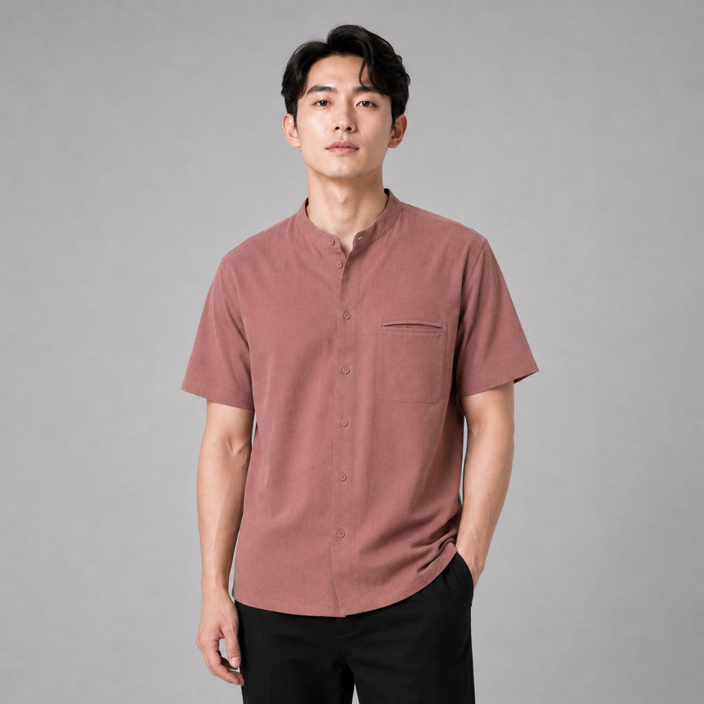 AD JEANS Men Textured Mandarin Collar Shirt