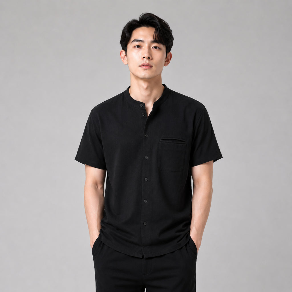 AD JEANS Men Textured Mandarin Collar Shirt