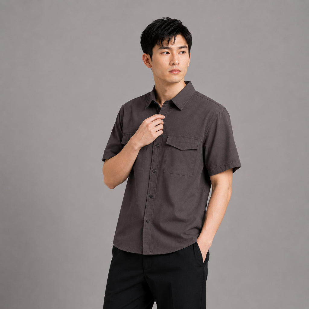 AD JEANS Men Short Sleeve Utility Shirt