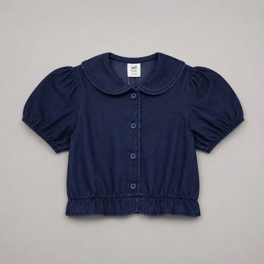 AD Kids Girls Denim Puff Sleeve Blouse