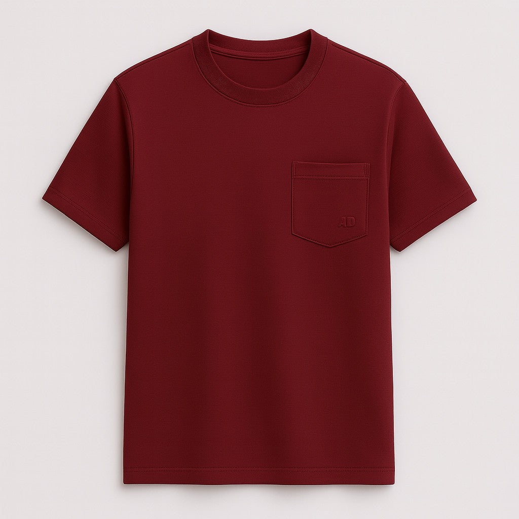 AD Men Basic Burgundy Pocket T-Shirt